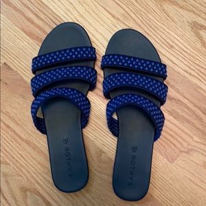 Rothy’s triple band sandal Cobalt Basket Stitch 9